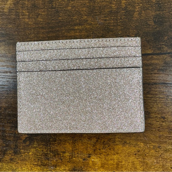 NWT! Kate Spade Small Slim Metallic Gold Glitter Credit Card Case 6 Slot w/ Box - Picture 3 of 9
